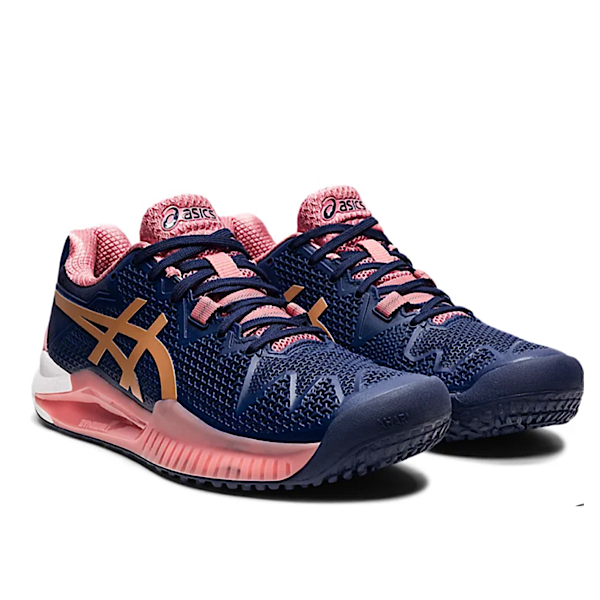 テニスショップラリー / asics(アシックス) レディース オムニ・クレーコート用テニスシューズ ゲルレゾリューション 8 OC GEL-RESOLUTION  8 OC 1042A071(404)ピーコート/ローズゴールド Peacoat/Rose Gold