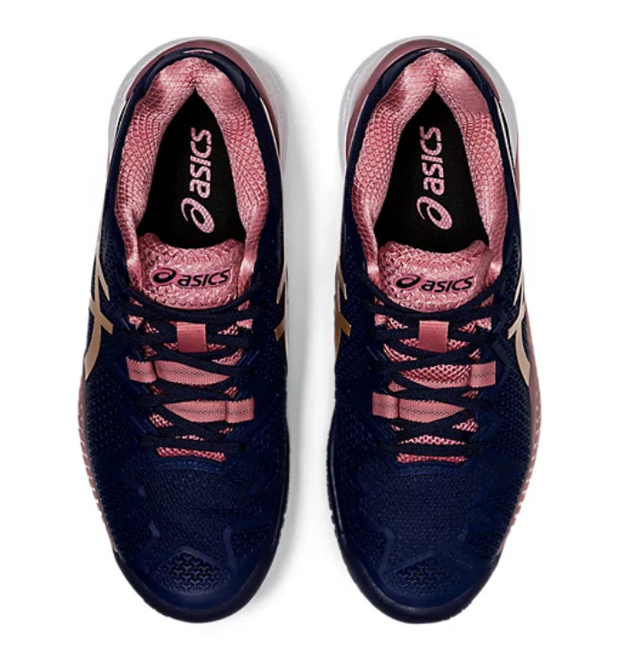 テニスショップラリー / asics(アシックス) レディース オールコート用テニスシューズ ゲルレゾリューション 8 GEL-RESOLUTION  8 1042A072(404)ピーコート/ローズゴールド Peacoat/Rose Gold